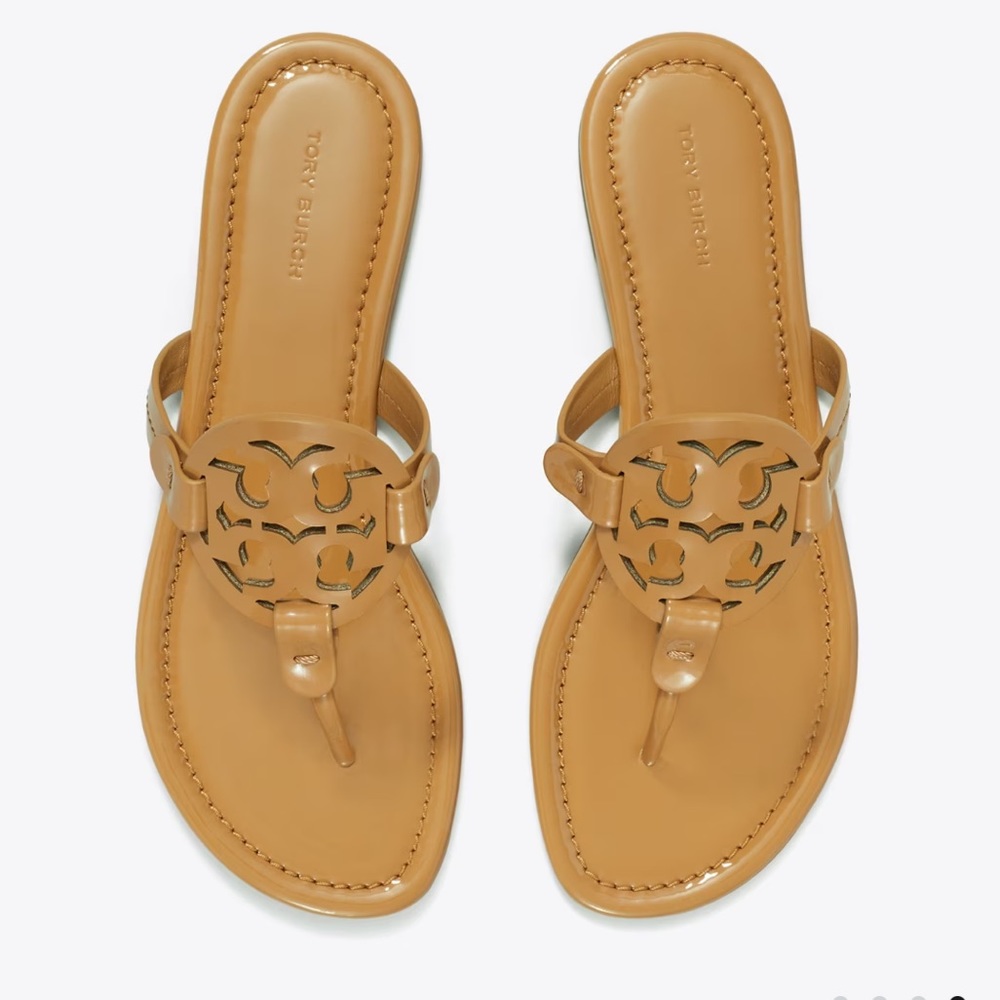 Tory Burch Miller Patent Leather Sandal Tan
